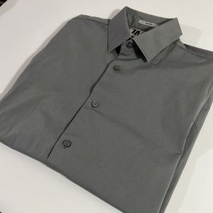 Mens grey button up long sleeve dress shirt